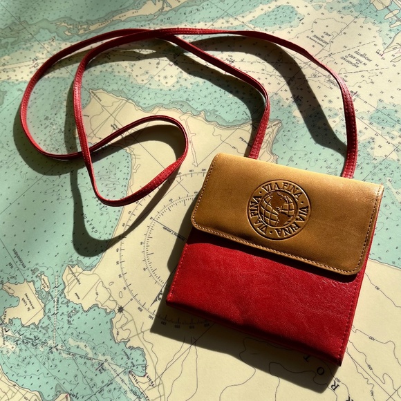 Vintage 90s Via Fina Mini Leather Wallet / Purse - Picture 1 of 7